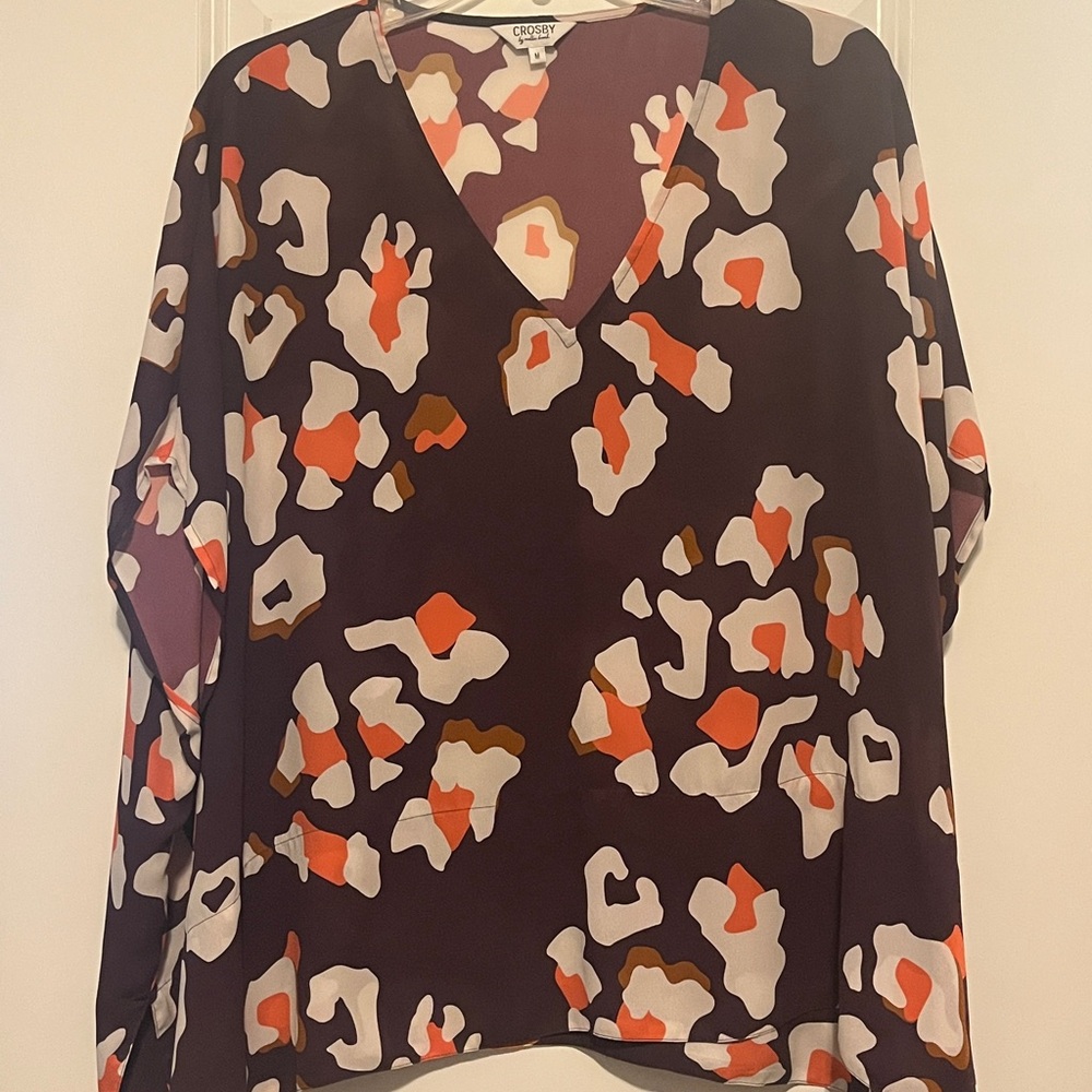 CROSBY by Mollie Burch Multicolor Abstract V-Neck Blouse